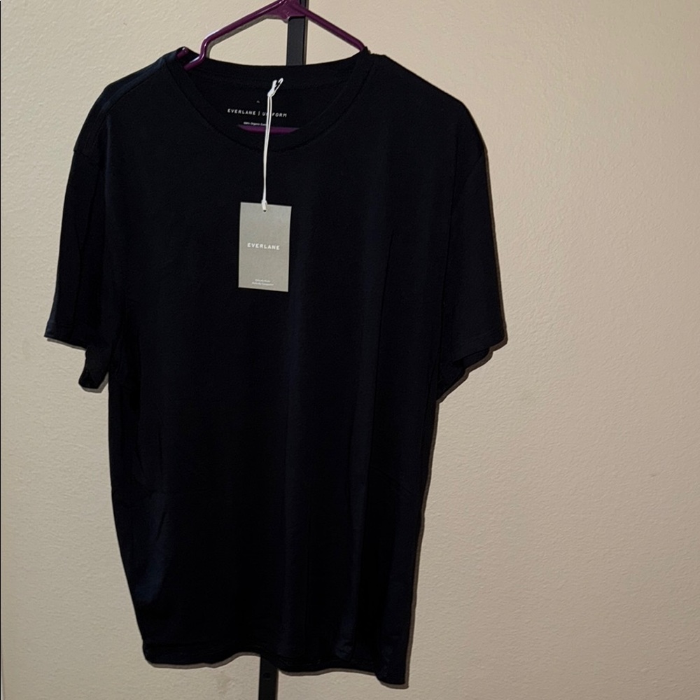 NWT Everlane Uniform 100% Organic Cotton Black Crew Neck Short Sleeve Tee Sz XL